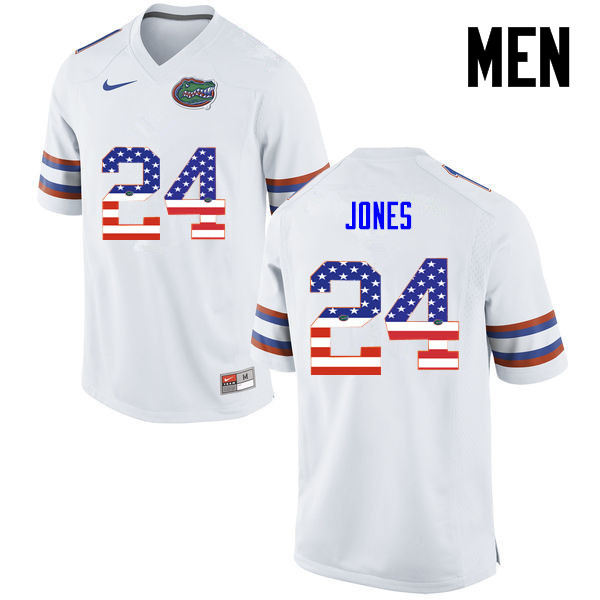 Men Florida Gators #24 Matt Jones College Football USA Flag Fashion Jerseys-White